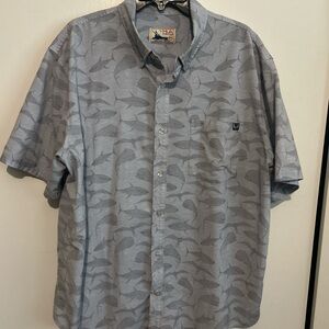 Huk Men's grey Patterned Casual Shirt